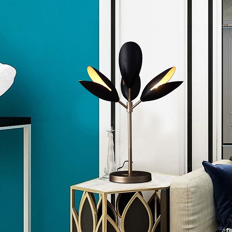 Lampada da comodino con ramo nero e oro Lampada da tavolo contemporanea in ferro a 4 luci per soggiorno