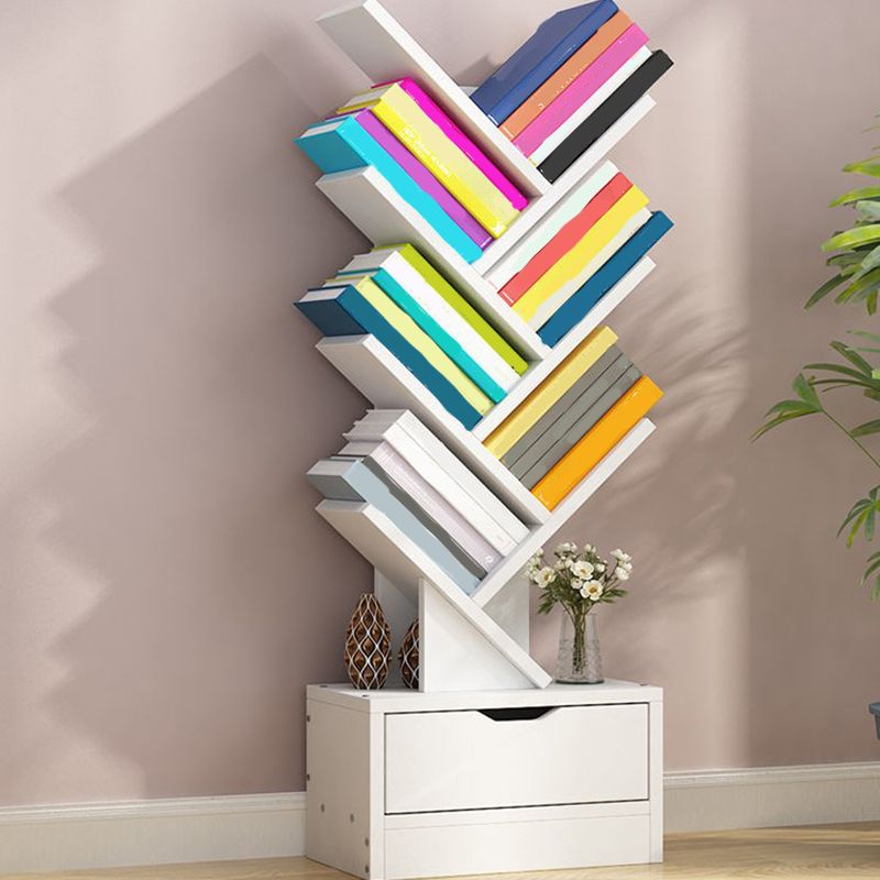 Modern Engineered Wood Bookshelf Geometric Open Shelf Bookcase