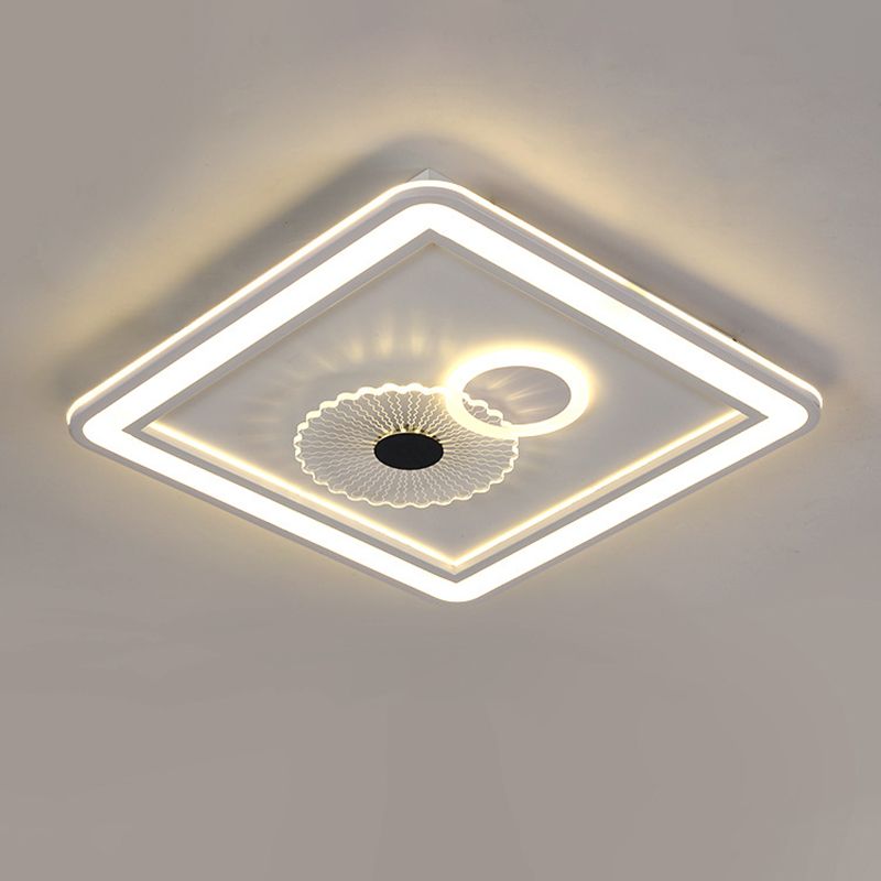 Acrylic Squared Ceiling Flush Modernism LED Flushmount Lighting in White for Bedroom