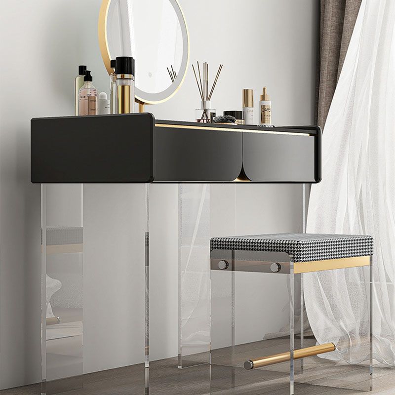 Contemporary 3 Drawer Makeup Vanity Set Black Vanity Dressing Table