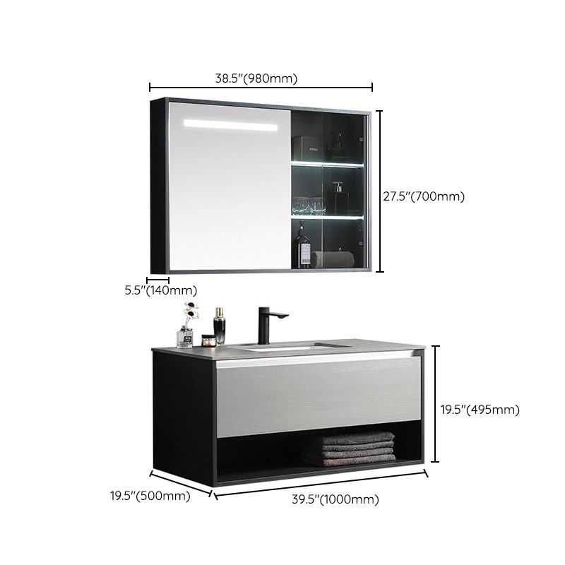 Contemporary Wooden Sink Vanity Storage Shelves Bathroom Sink Vanity