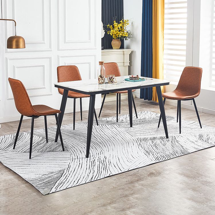 Macaron color Scandinavian Dining room Chair Leather Solid Back Side Chair