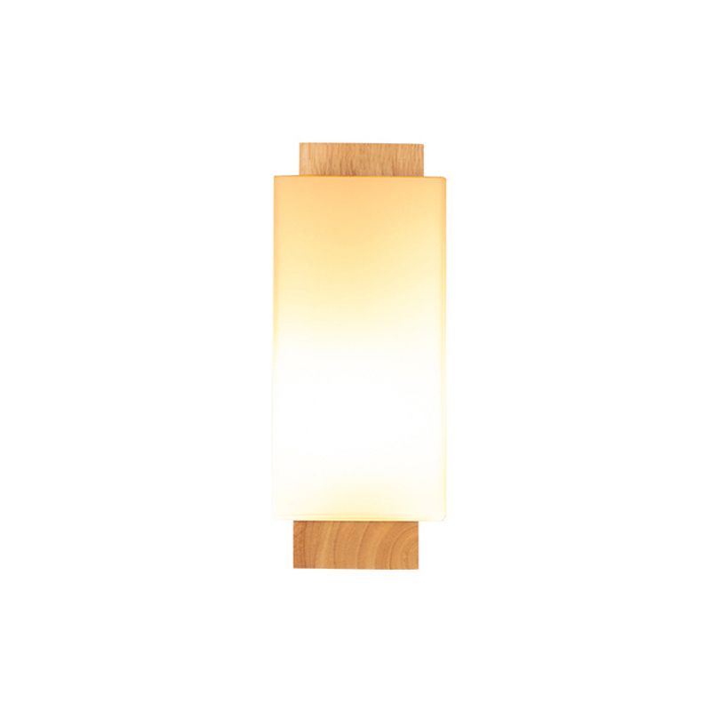 Modernist Wall Sconce Rectangular Wall Light Fixture with Wood for Living Room