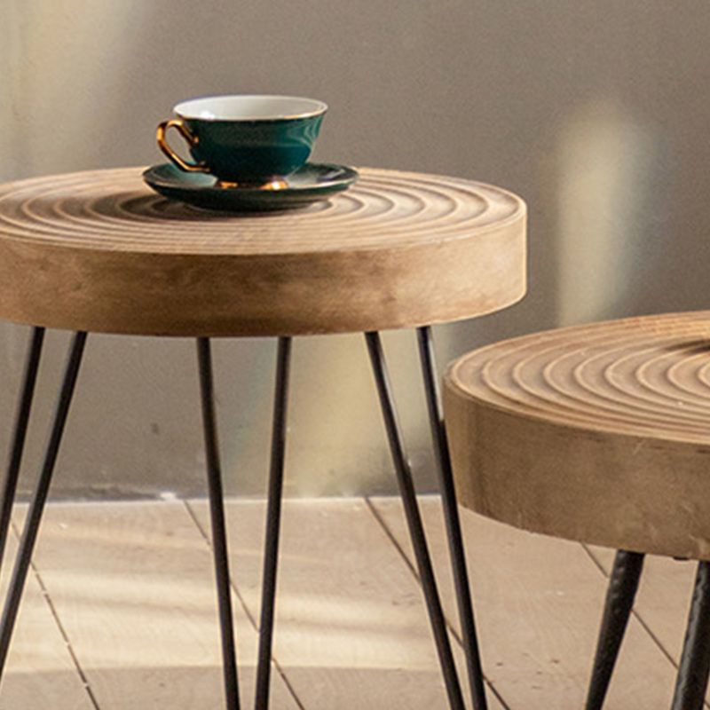 Scandinavian Solid Wood Cocktail Coffee Metal Round Coffee Table