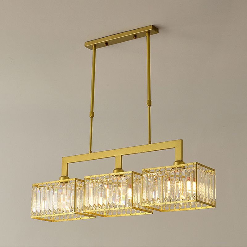 Luxury Rectangular Shade Pendant Light, Simple Crystal Pendant Lighting for Dinner Table