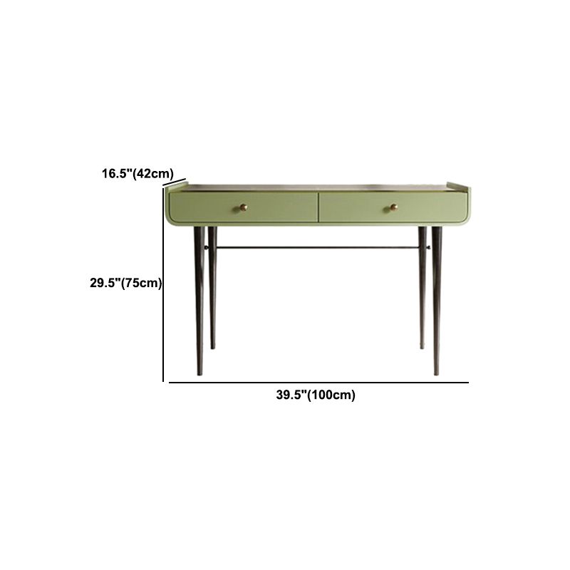 16.53" Wide Glass Makeup Counter Green Vanity Tables with 2 Storage Drawers