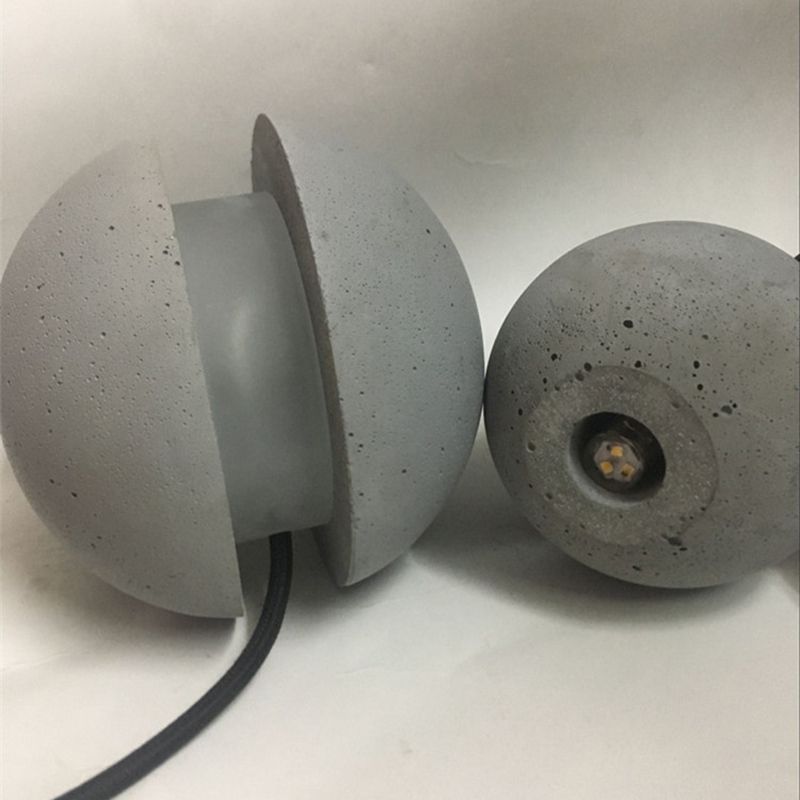 Modern Artistic LED Pendant Light Cement Globe Hanging Lamp with Acrylic Shade
