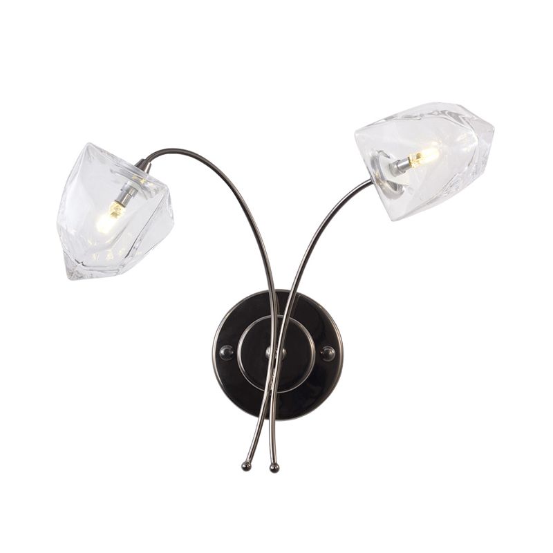 METALE Curved Wall Light Sconce Modernist 2 Luci a parete Montata a parete con tonalità in vetro a campana con finitura nera