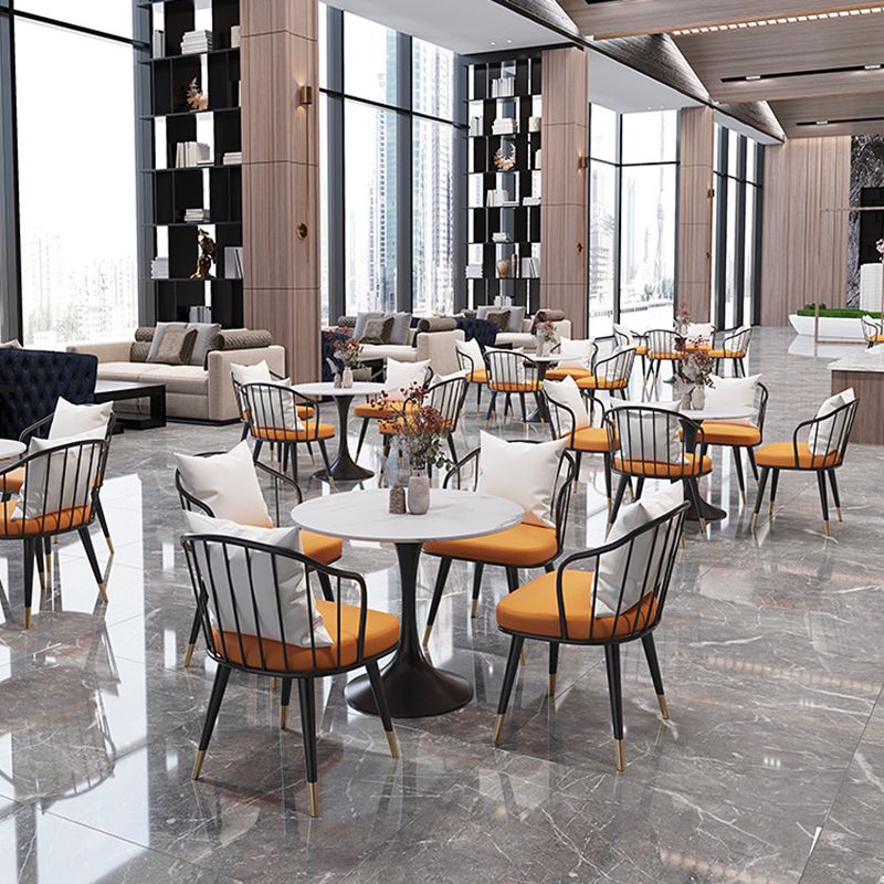 Round Dining Table Set with Metal Chairs 1/5 Pieces Modern Dining Set for Home