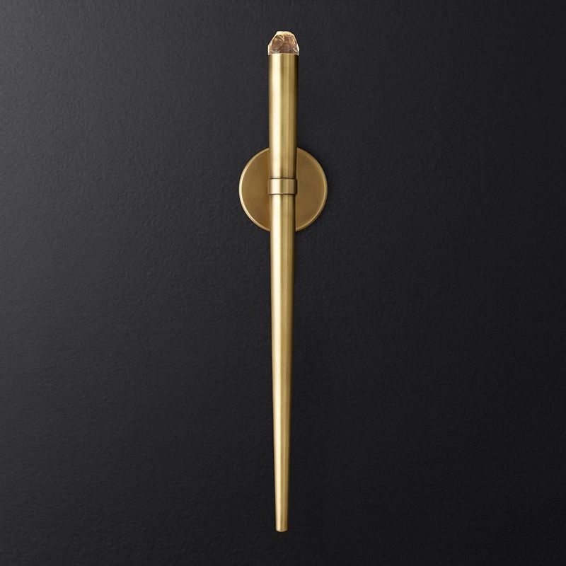Metal Modern Wall Sconce Linear Shape Vanity Lamp with Crystal Shade for Bathroom