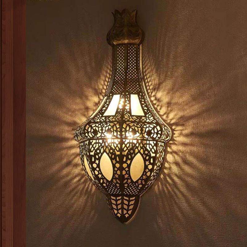 Brass 2 lampadina Aiuminazione da parete Flaimpe di metallo anticato a forma di araba lampada con applique a araba