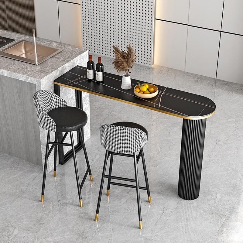 Contemporary Free Form Bar Table Set 1/3 Pcs Metal Frame Bar Table and Stools