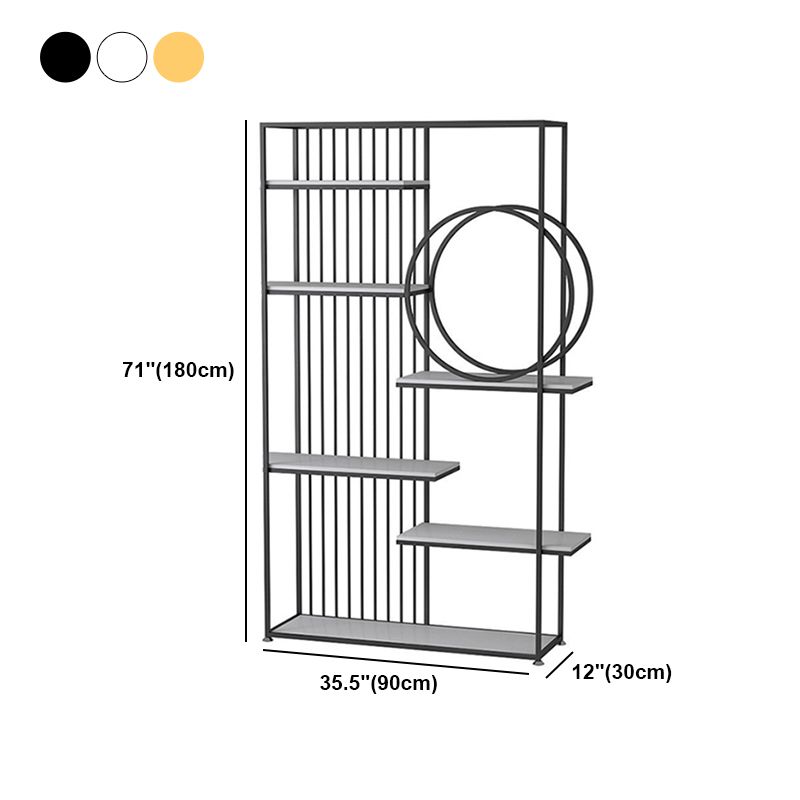 Glam Style Open Bookshelf Metal 6-shelf Bookcase for Home Office