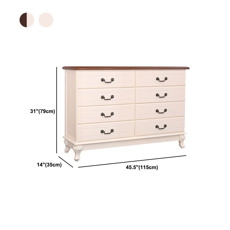 Modern Style White Wooden Chest Bedside Storage Chest with Multi Drawers
