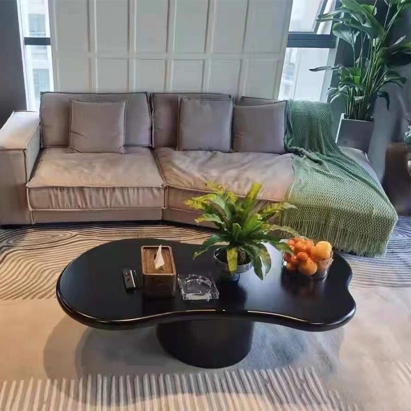 Pedestal 13.8" H Coffee Table Scandinavian Faux Wood Cocktail Table