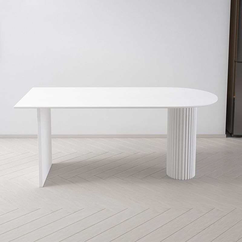 Irregular Shape White Table for Restaurant Modern Island Table with Double Pedestal