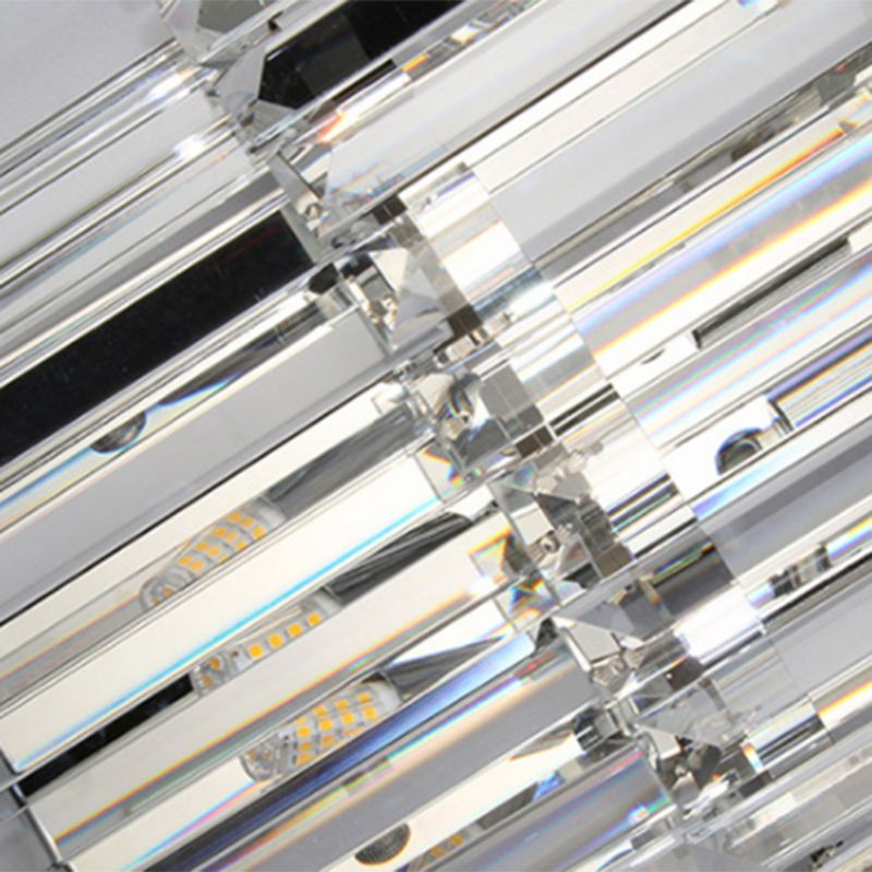 Crystal Block Cylinder Wall Mounted Light Contemporary 3 Lights Silver Sconce Light