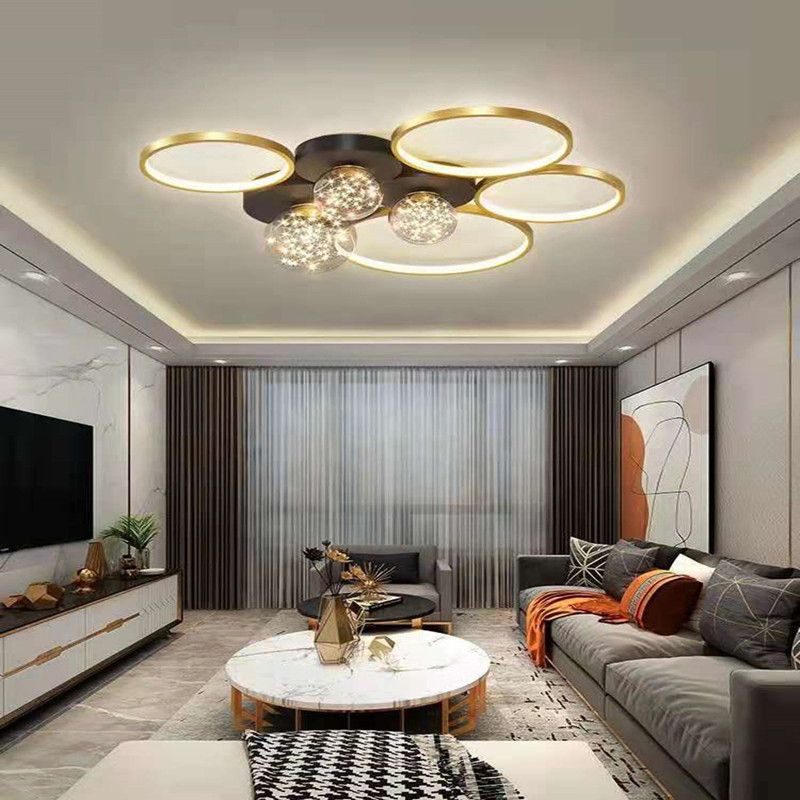 Moderne plafondlamp LED-cirkellicht Zwart Creatief foyerslaapkamerlicht