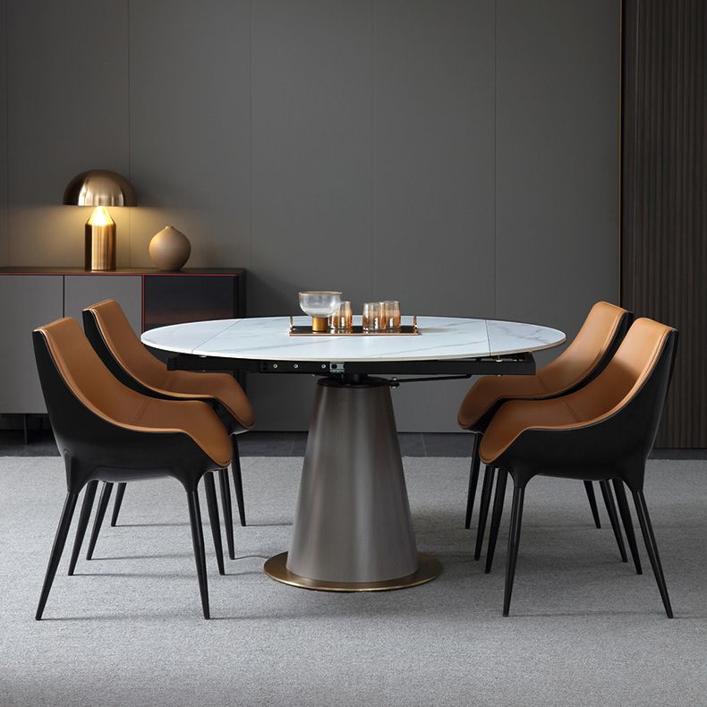 Contemporary Faux Leather Dining Chair Metal Dining Arm Chairs for Home Use