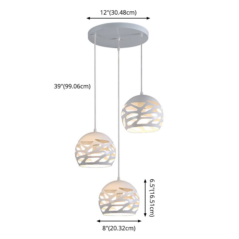 Ronde 3 lichte cluster hanger moderne stijl metalen eetkamer hangend lichtarmatuur in wit