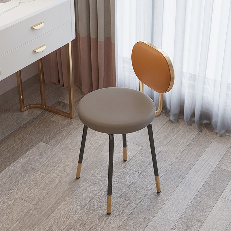 Luxurious Upholstered Armless Chair Open Back Side Leather Chair with Metal Base