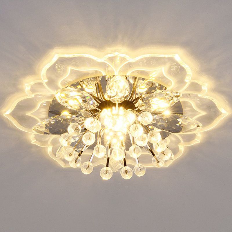 Blossom Crystal Flush Ceiling Light Contemporary Clear LED Flush Mount Lighting Fixture