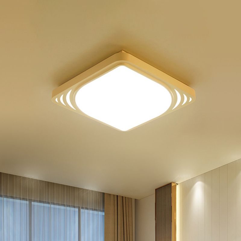 Simple LED Flush Mount Light Weiß Square Deckenleuchte mit Metall-Shade in Warm/White Light, 16.5 "/20.5" Breite