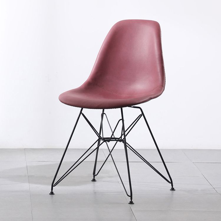 Design industriale in pelle sedia da sala da pranzo senza braccio sedia da pranzo solido