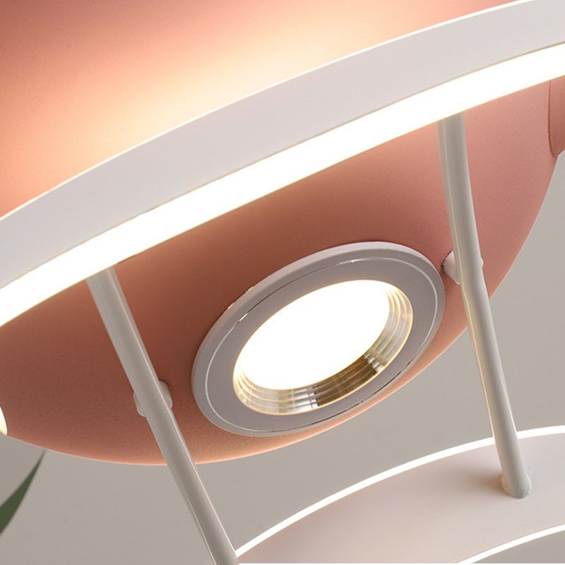 Kids Creative LED Fan Light Wrought Iron Airplane Hanging Lamp with Acrylic Shade