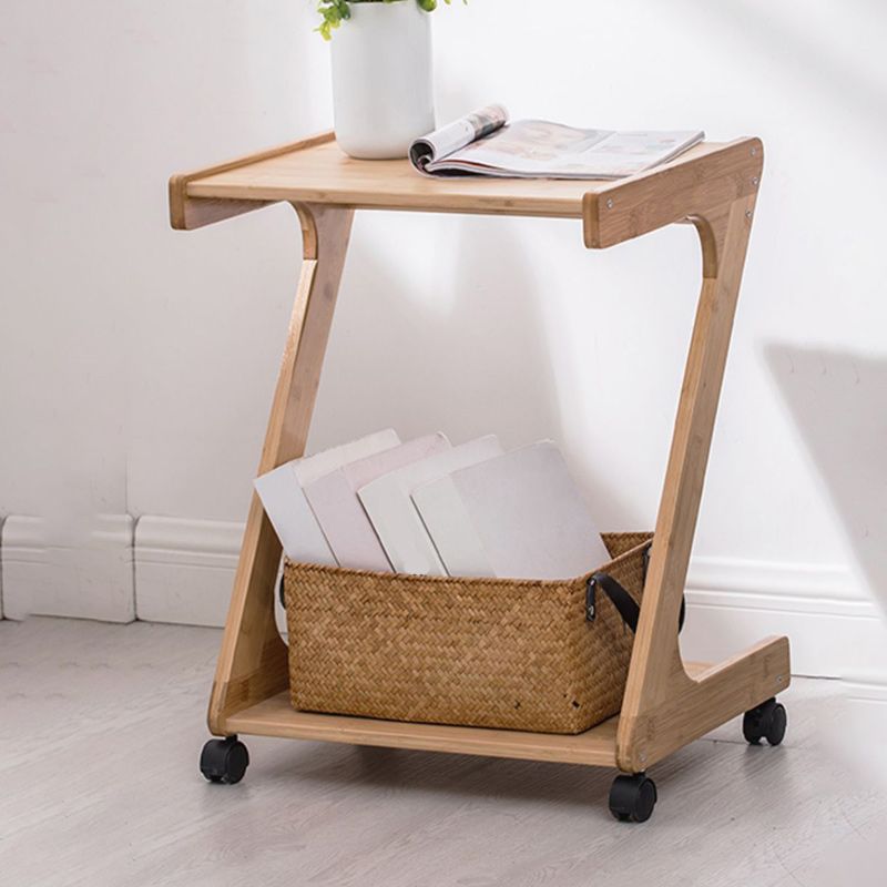 15" Wide Contemporary Corner Table Wood Double Tier Accent Side Table