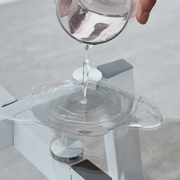 Simplicité style rond table à manger piédestal meubles de maison en verre transparent