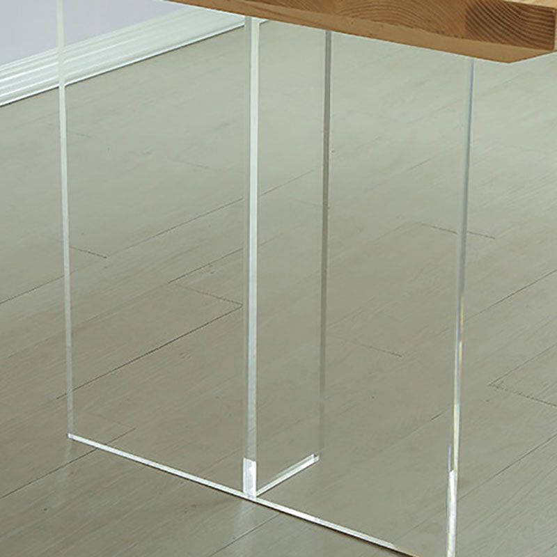 Acrylic Base Dinner Room Kitchen Table Modern Rectangle Natural Dining Table