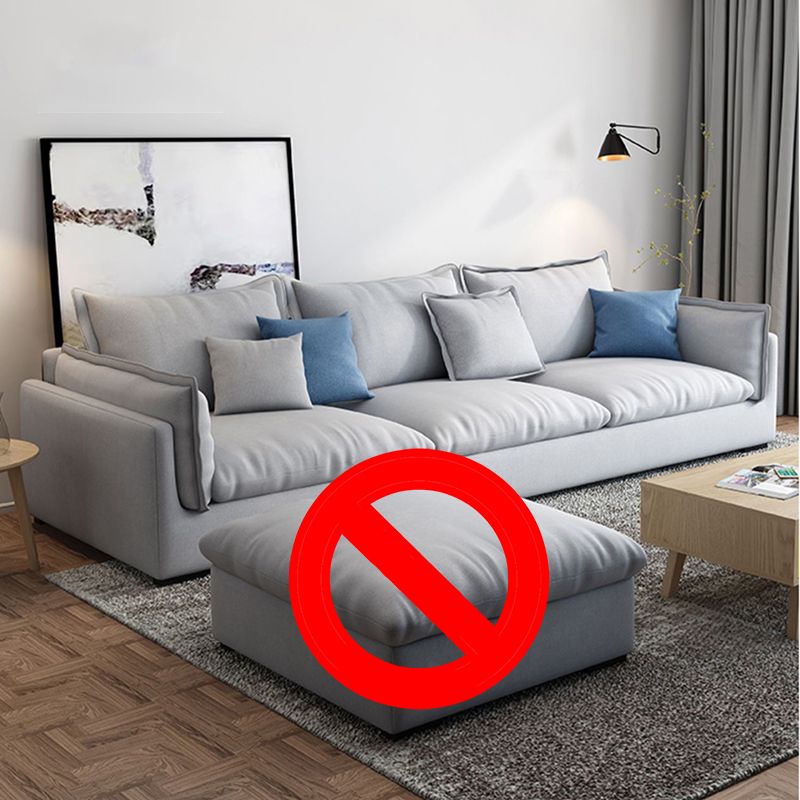 Nordic Loose Back Linen Sofa & Chaise Square Arm Cushions Sofa