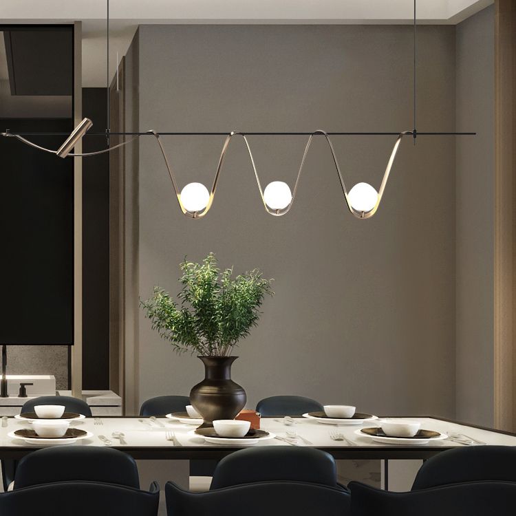 Contemporary Style Spherical Hanging Pendant Lights Glass 4- Light Pendant Light Fixtures