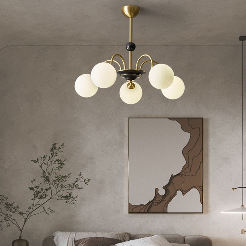 Spherical Shape Chandelier Light Modern Style Glass Multi Light Hanging Light for Bedroom
