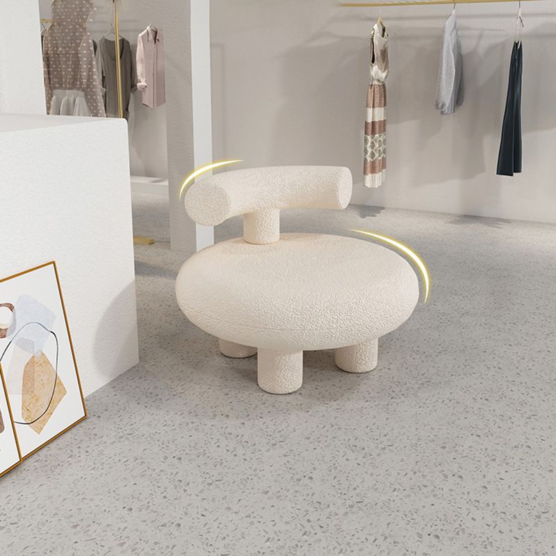 Scandinavian White Wool Parsons Chair with Fixed Back and 4 Legs