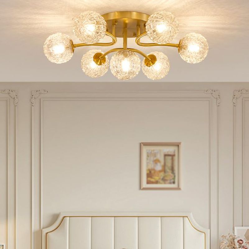 Ball Shape Glass Flush Light Modern Style Multi Lights Flush Mount Fixture