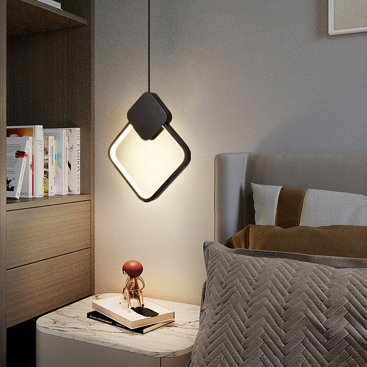 Pendre à LED géométrique noire dans la lampe suspendue en aluminium concis moderne avec une teinte en silicone