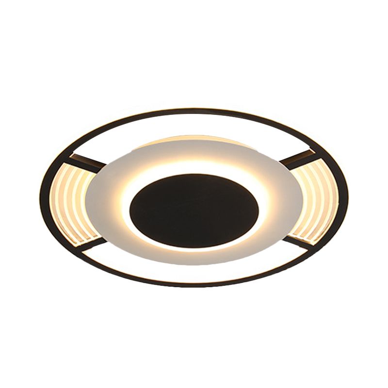 Lampada da soffitto rotonda in acrilico moderna, montaggio a incasso a LED nero/oro con luce calda/bianca/3 colori