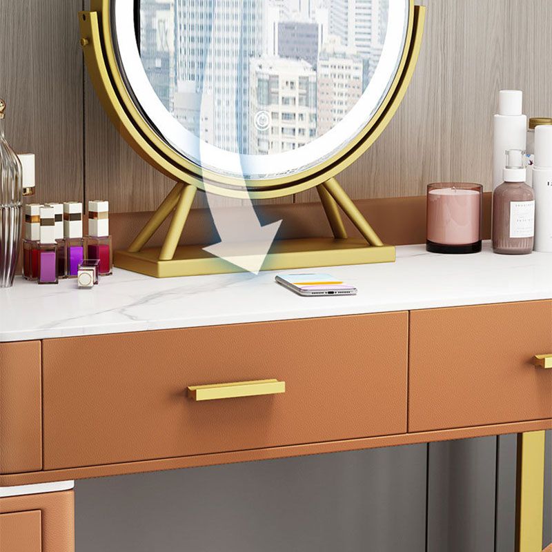 Glam Make-up Vanity With 5 Storage Drawers and Golden Base for Bedroom