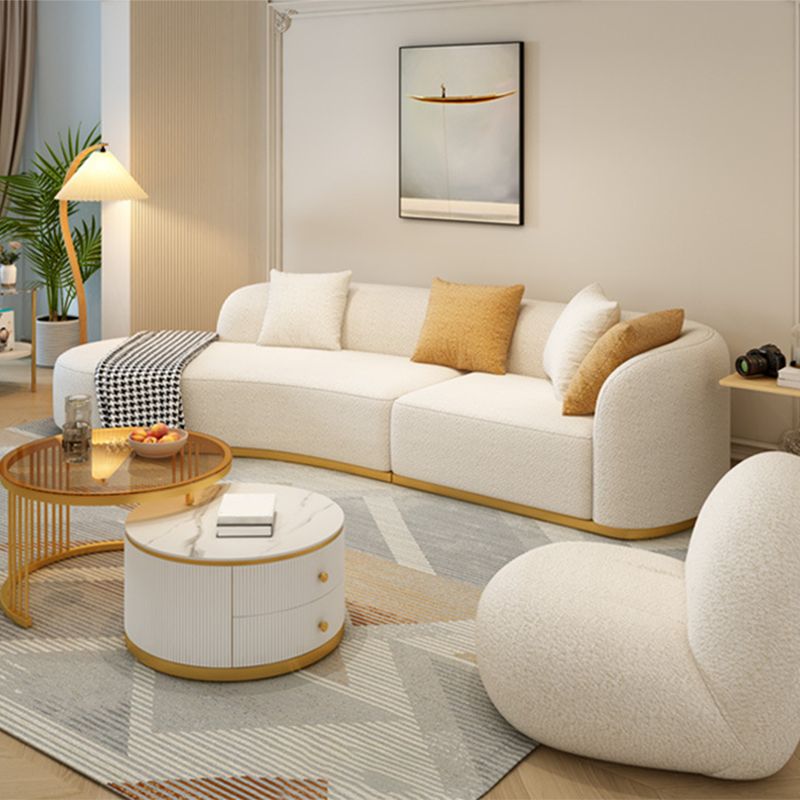 Modern Style Sofa Wind Even Back Armrest Curved Backrest Sponge Cushion Filling Sofa Bed