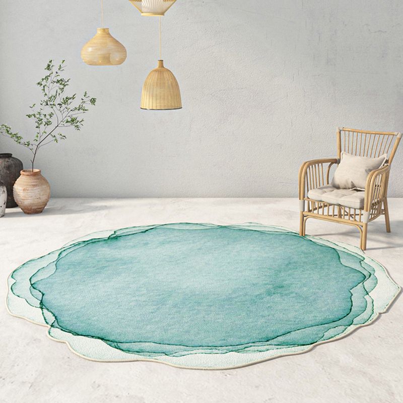 Blue Solid Color Carpet Polyester Modern Indoor Carpet Washable Area Carpet for Living Room