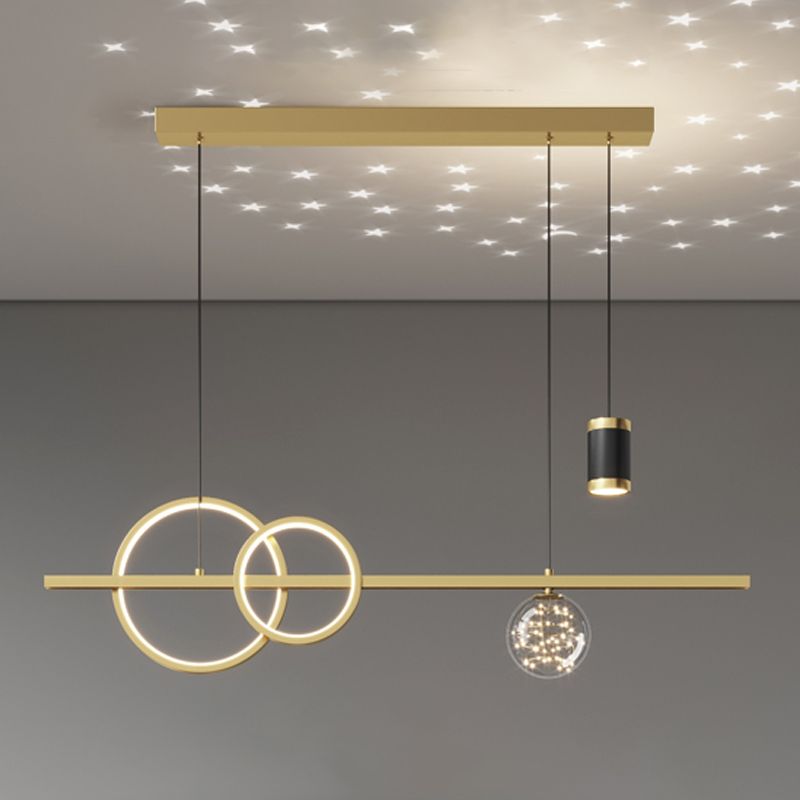 Luces de la isla de la esfera Pendientes contemporáneos de la isla de metal con sombra de vidrio