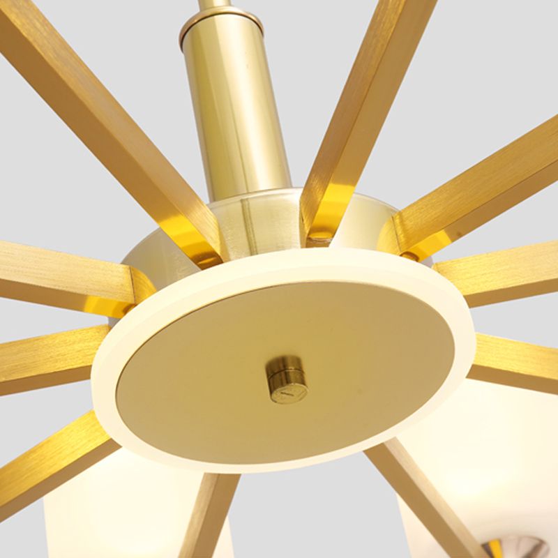 Modern Creative Cylindrical Pendant Light Lacquered Iron Chandelier with White Glass Shade