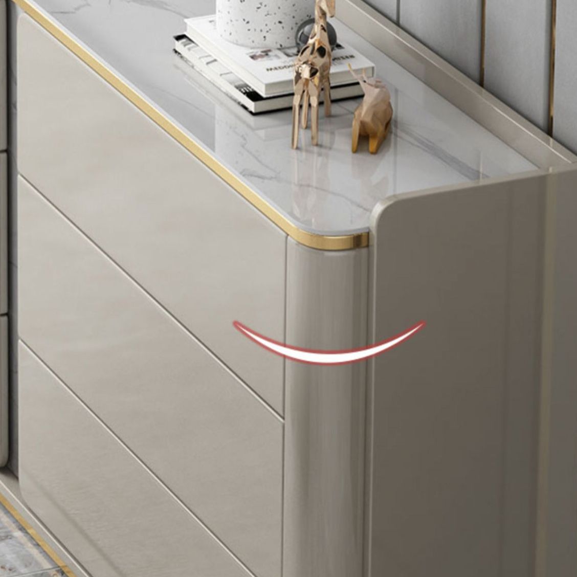 Classic Glam Dresser Stone Storage Chest Dresser with 6 Drawers , 11.7 Inch Width