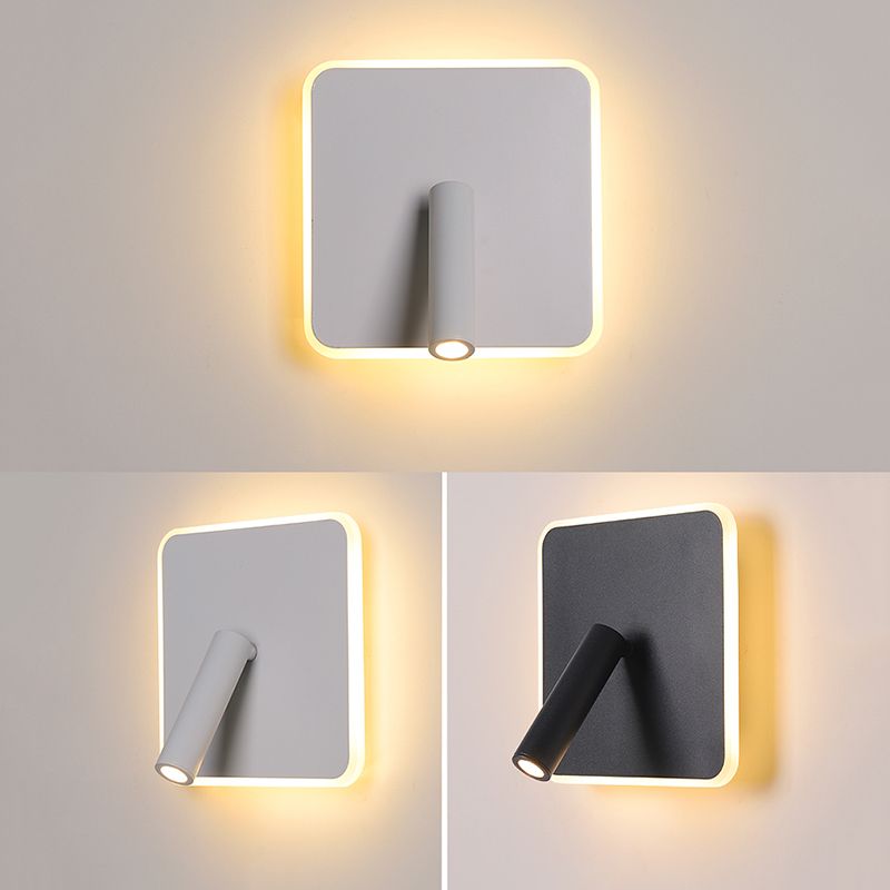 Aluminium Geometric LED Wall Lamp in Modern Concise Style Wrought Iron Reading Wall Sconce with Acrylic Shade