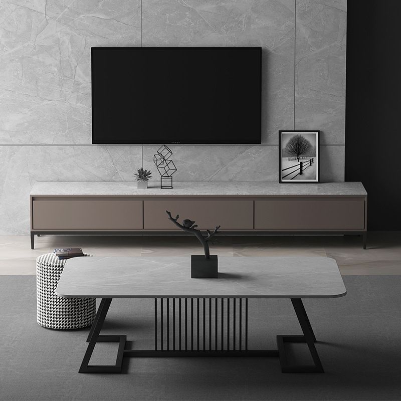 Rectangular Trestle Coffee Table Modern Cocktail Table for Living Room