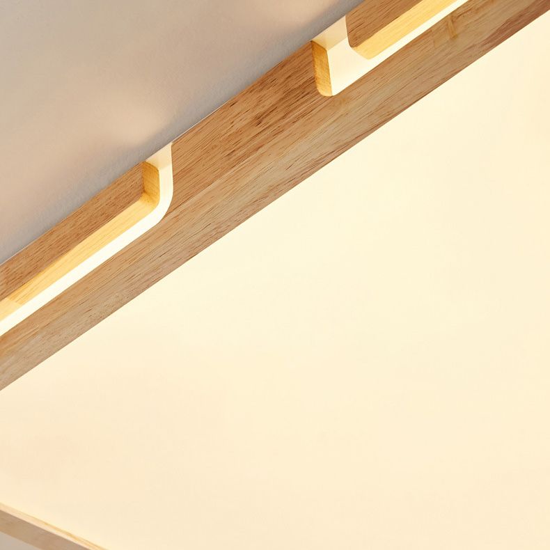 Plafoniere quadrate da incasso con arte del legno per soggiorno