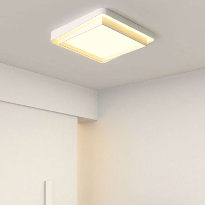 1 Light Metal Geometric Flush Mount Fixture Modern Flush Light Fixtures in White