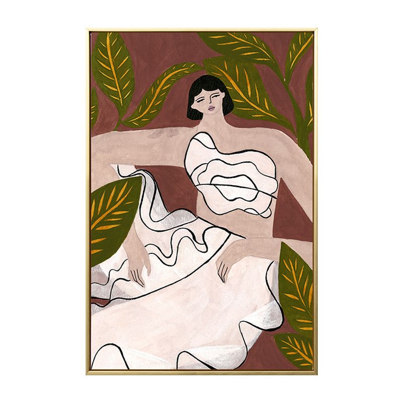 Sitting Maiden Wall Decor Scandinavian Style Canvas Art Print, Multiple Sizes Available